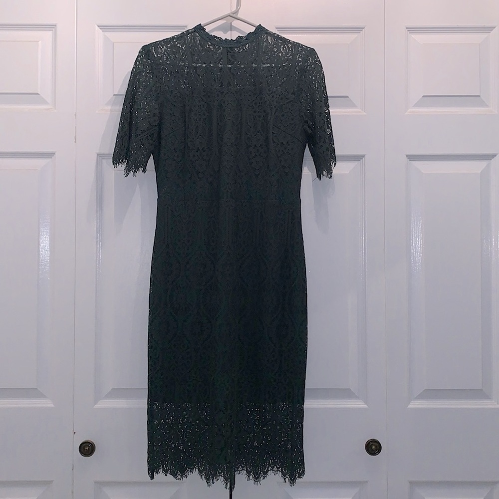Zalalus Women’s Elegant High Neck Short Sleeves Lace Cocktail Party Dress 💚✨